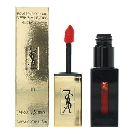 Rouge Pur Couture, Yves Saint Laurent, Glossy Stain 48 Orange Graffiti, 6ml, Portocaliu
