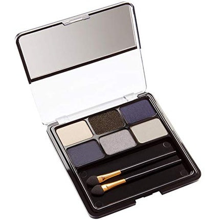 Paletă ochiuri Christian Faye Smokey Eyes Blue, set de 6 culori, cu oglindă și pensule