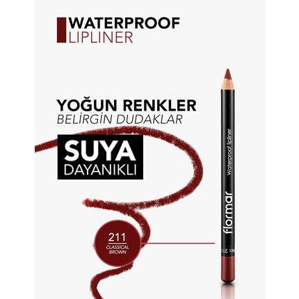 Creion contur buze Flormar Waterproof, Classical Brown