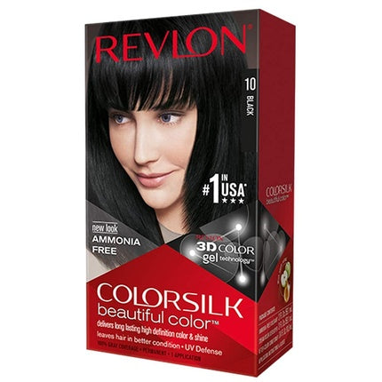 Vopsea de păr permanentă, Revlon, ColorSilk 10, negru, 130ml