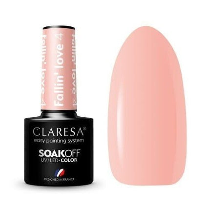 Vernis Unghii UV Claresa Fallin Love, Culoare Roz Piersică, Set de 4 Sticle, 5ml