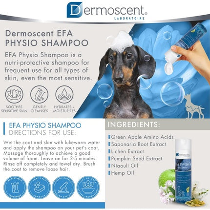Șampon Dermatologic Dermoscent Efa Physio, 240 ml, pentru câini și pisici, cu ulei de dovleac