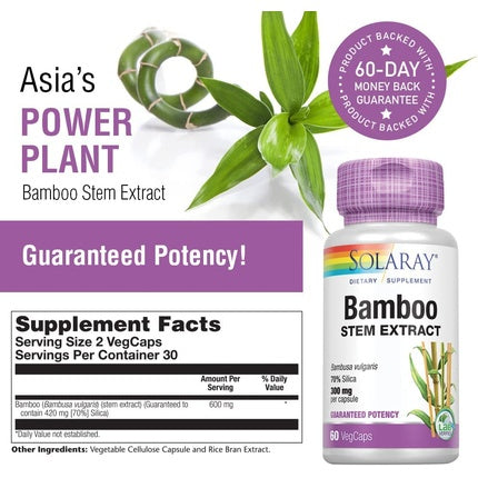 Supliment Solaray Bamboo Stem Extract 600mg, 60 capsule