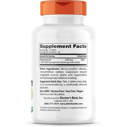 Doctor's Best High Absorption Magnesium, 120 comprimate, dozaj 200 mg