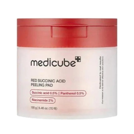 Medicube Exfoliating Facial Pads Red, Succinic Acid Peeling Pad, 155g