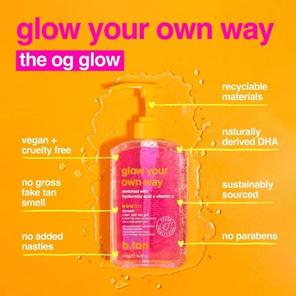 Loțiune Bronzant Corporal B.Tan Glow Your Own Way, 473 ml, cu Acid Hialuronic și Vitamina C