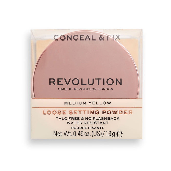 Pudră de fixare liberă Makeup Revolution Conceal & Fix, vegană, nuanța Medium Yellow, 13 g