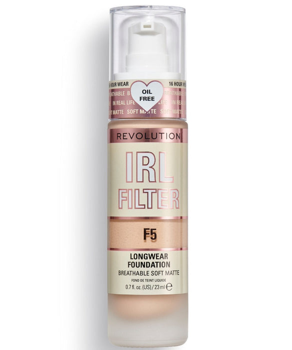 Fond de ten cremos Makeup Revolution IRL Filter, fără ulei, purtare îndelungată, nuanța F5, 23 ml