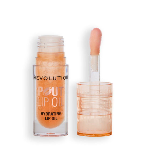 Ulei de buze Makeup Revolution Pout, hidratant, lucios, nuanța Honey Shimmer, 4 ml