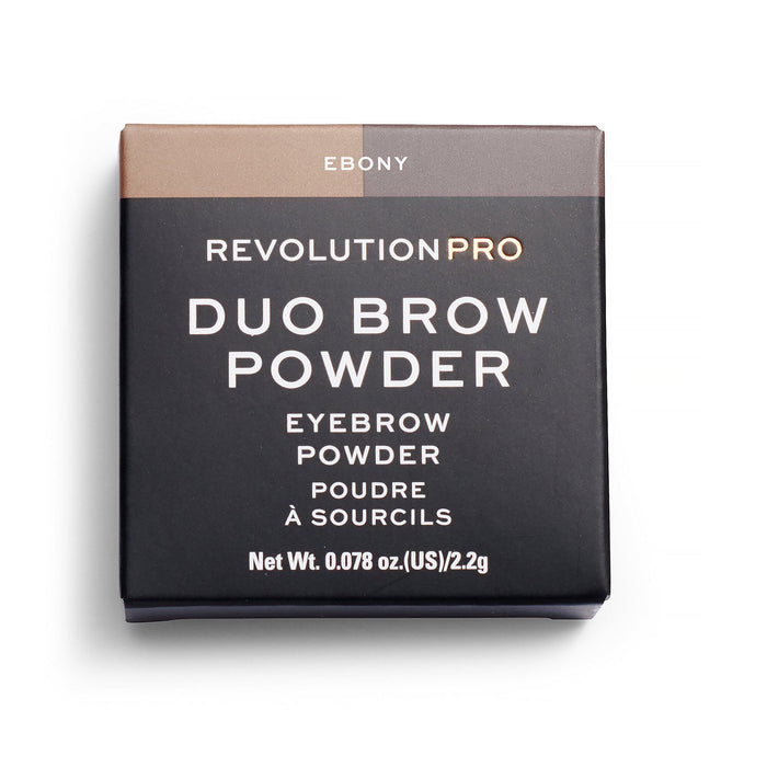 Pudră pentru sprâncene Makeup Revolution REVOLUTION PRO Duo Brow Powder, vegană, nuanța Ebony, 2,2 g