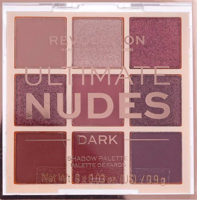 Paletă de farduri de pleoape Makeup Revolution Ultimate Nudes Dark, 9 nuanțe, 8,1 g