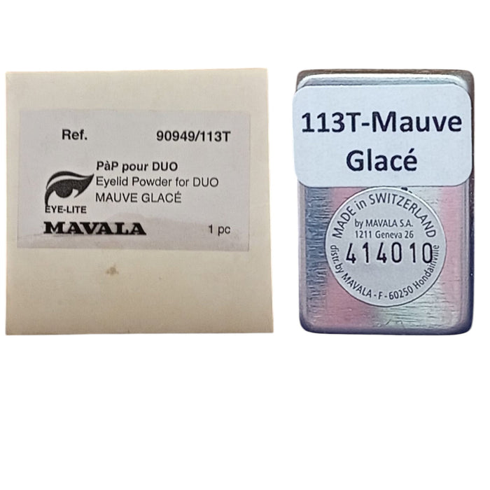 Fard de pleoape pudră Mavala Duo Satin, nuanța 113T Mauve Glacé, 1,2 g, tester