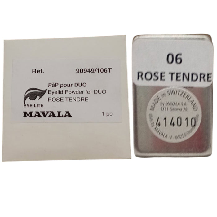 Fard de pleoape pudră Mavala Duo Satin, nuanța 06 Rose Tendre, 1,2 g, tester