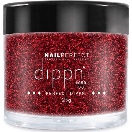 Pudră Dippn, Nail Perfect, #050 I Do, Roșu intens cu glitter, 25g