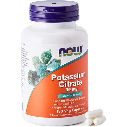Now Foods Potassium Citrate Capsules 99mg, Culoare Albă
