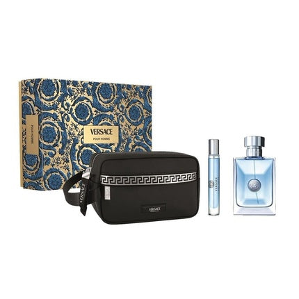 Set Parfum Versace Pour Homme, Set Cadou 100ml EDT Spray și Trusă Cosmetică