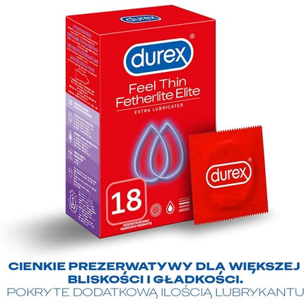 Prezervative Durex Fetherlite Elite, extra lubrifiate, roșu