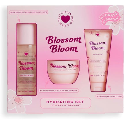 Set Cosmetice I Heart Revolution Blossom Bloom, Mini Hair & Body Set, Culoare Roz, 3 bucăți