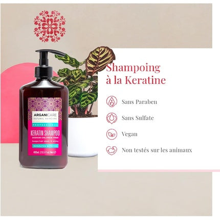 Șampon, Arganicare, Keratin, 400ml, fără clorură de sodiu