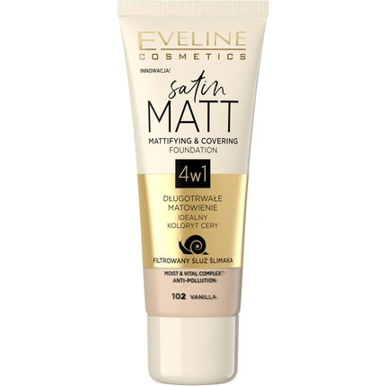 Bază de machiaj, Eveline Cosmetics, Satin Matt, Nuanta Vanilie
