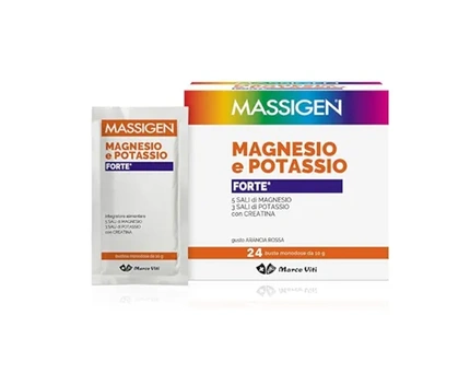 Supliment Alimentar Massigen Magneziu și Potasiu Forte, Aromă de Portocale, 24 Sachets