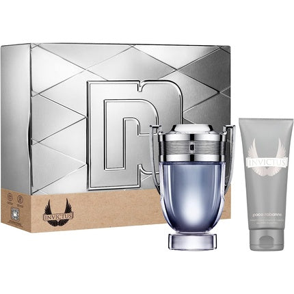 Set Parfum, Paco Rabanne, Invictus, 100ml EDT + 100ml Gel Duș, Argintiu