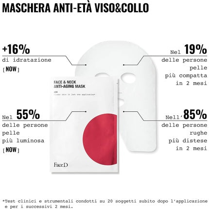 Masca antirid FaceD, alb-roșu, față și gât