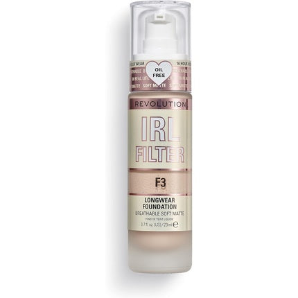 Fond de ten Makeup Revolution IRL Filter Longwear F3, Finish Mat, Capacitate 23ml