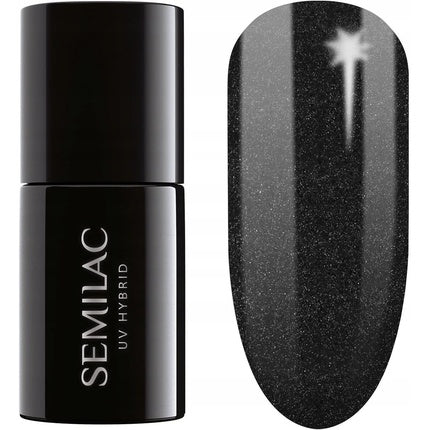 Gel UV Semilac 394 Sparkling Midnight Date, 7ml, Negru cu Sclipici