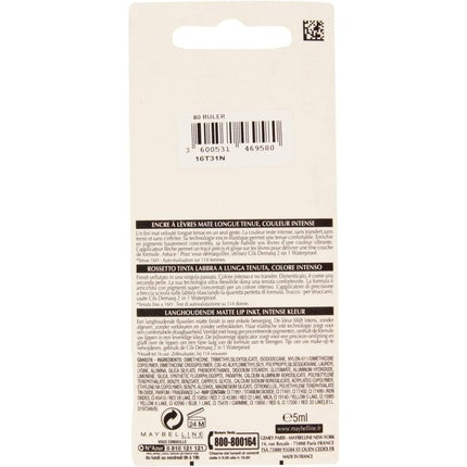 Maybelline New York Super Stay Matte Ink Liquid Lipstick 80 Ruler 5ml, roșu