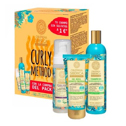 Set Îngrijire Păr Curly, Natura Siberica Oblepikha, Culoare Turcoaz