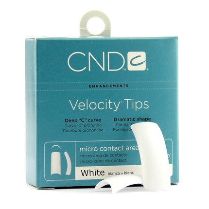 Unghii false CND Velocity Tips No7, albe, formă dramatică