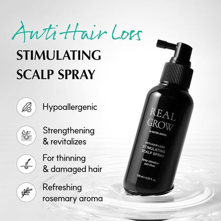 Spray scalp, Rated Green, REAL GROW, negru, 120 ml