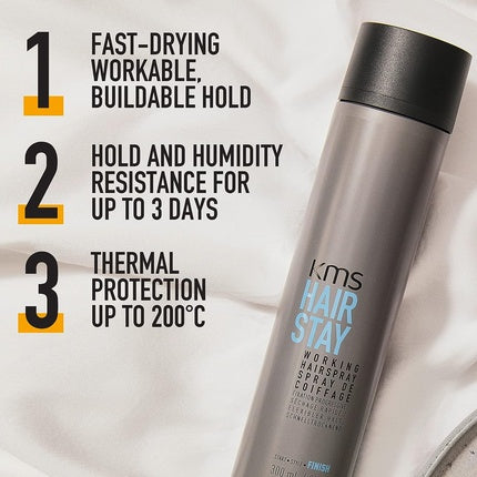 Fixativ par, KMS Hairstay, gri, 300 ml