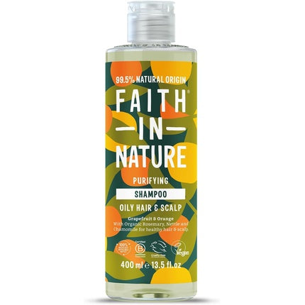 Faith In Nature Shampoo Purifiant pentru păr gras, Grapefruit și Portocală, 400 ml