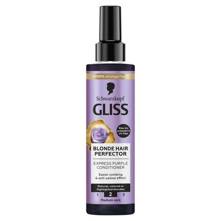 Condiționator Leave-In Gliss Blonde Hair Perfector, Neutralizează tonurile galbene, 200ml