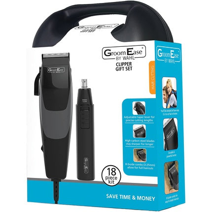 Set Mașină de Tuns și Întreținut Wahl GroomEase, Set Cadou, 12 Accesorii, Negru