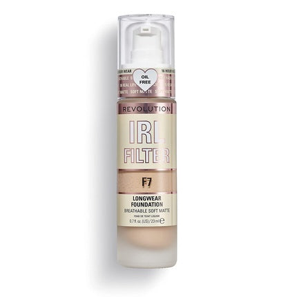 Fundație Makeup Revolution IRL Filter F7, acoperire medie spre completă, 23ml