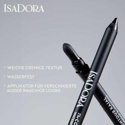 IsaDora Perfect Contour Kajal Black Eyeliner Pencil pentru Smokey Eyes - Pigmentat și Hypoalergenic