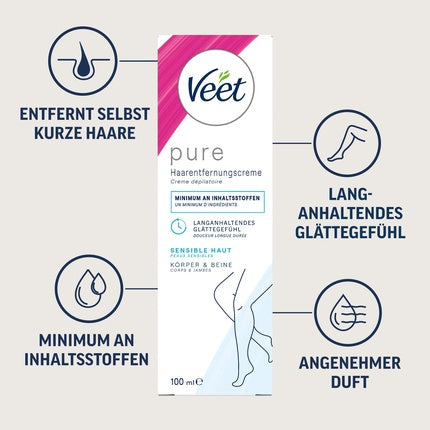 Cremă epilatoare, Veet, Pure, piele sensibilă, set 2x100ml