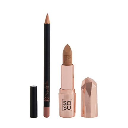 Ruj și Creion Contur Buze, Sosu Cosmetics, Let Them Talk Nudist