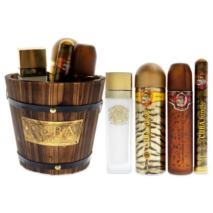 Set Cadou Cuba Jungle Tiger, 4 bucăți, ambalaj în butoi de lemn