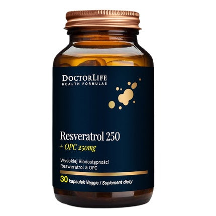 Supliment alimentar Doctor Life Resveratrol 250mg + Extract de Sămânță de Strugure, 30 capsule