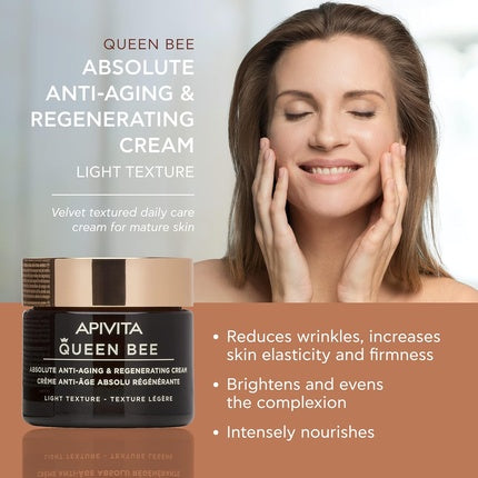 Cremă anti-îmbătrânire Apivita Queen Bee, textură ușoară, 50 ml