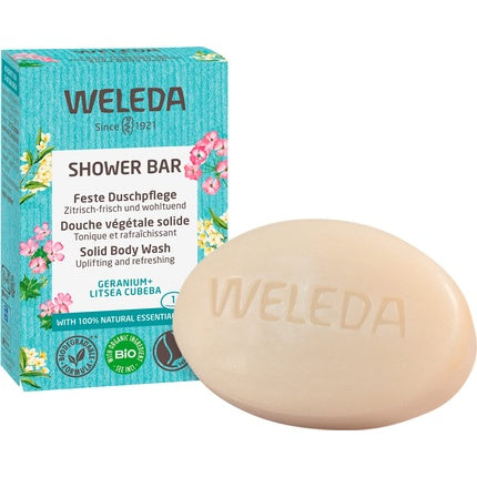 Gel de duș solid, Weleda, Geranium & Litsea Cubeba, 70g