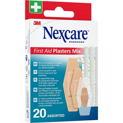 Nexcare First Aid Plasters Mix, Bandaje adezive, 20 buc, Asortat