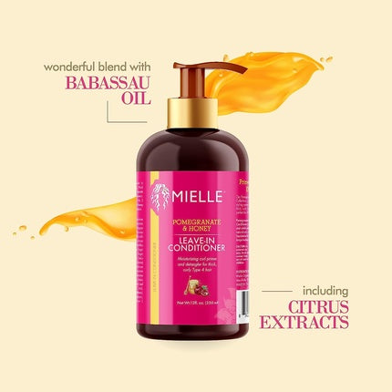Condiționar fără clătire Mielle Organics Pomegranate & Honey pentru păr de tip 4, 12 uncii