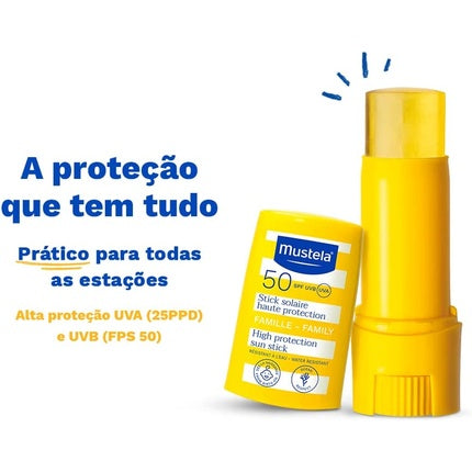 Stick de protecție solară, Mustela, SPF50, 9ml