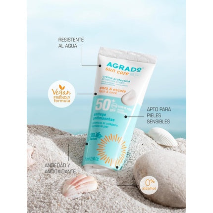 Cremă față, Agrado, SPF 50+, rezistentă apă, vegană