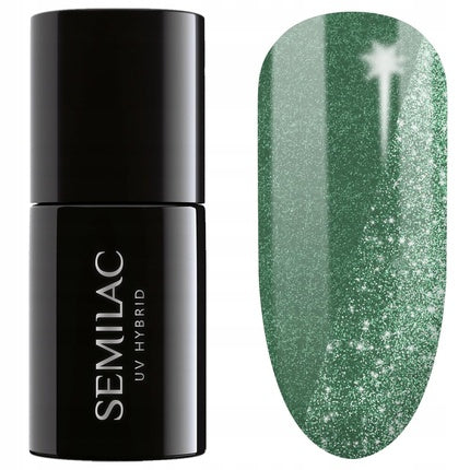 Semilac UV Nail Polish Hybrid 410 More Energy, Culoare verde, Finisaj metalizat, Capacitate 7 ml